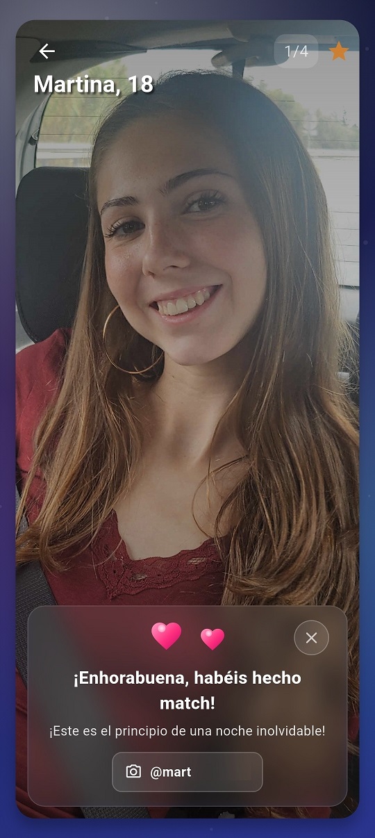 Perfil con likes pendientes y matches